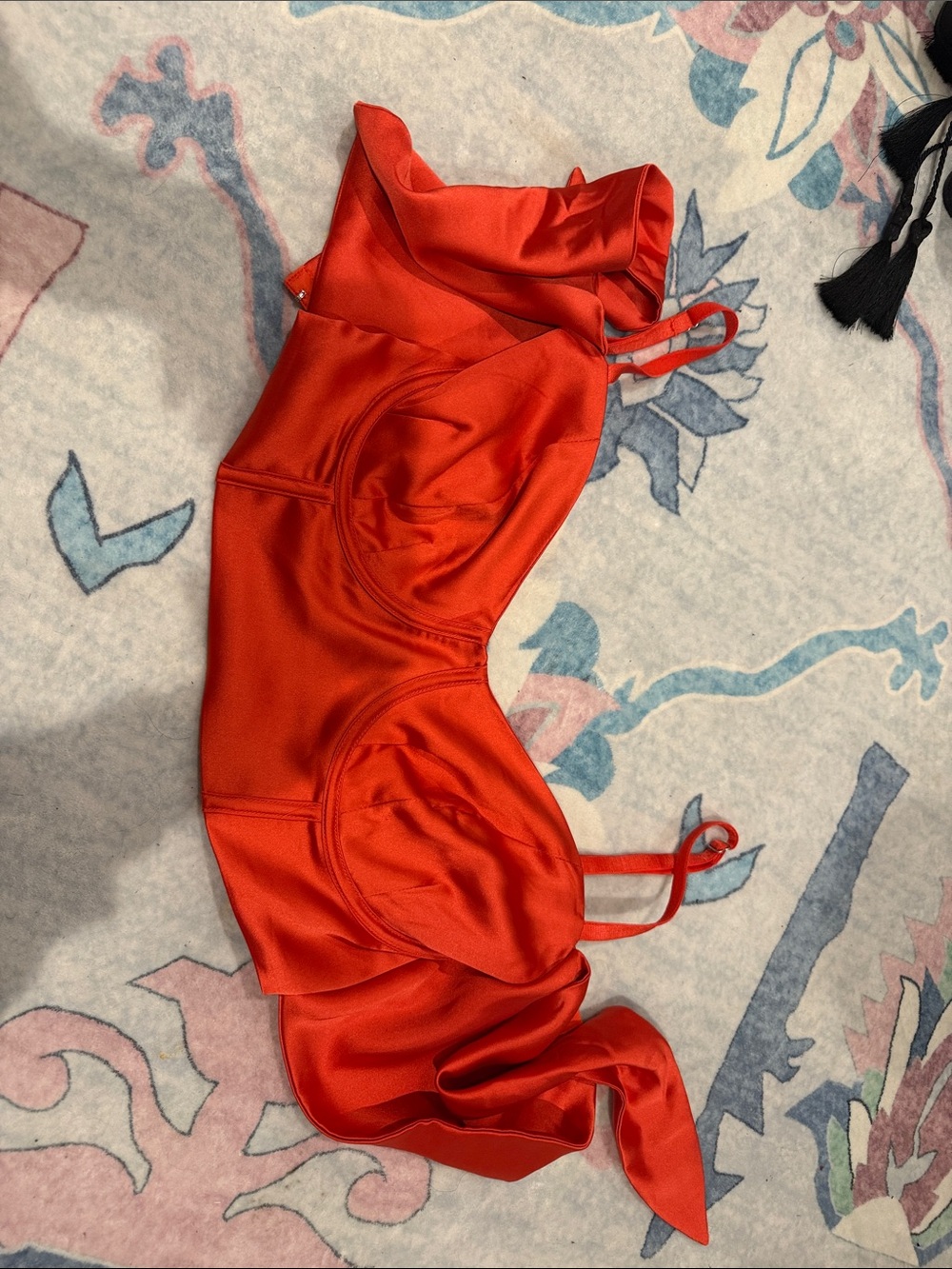 Vibrant Red Satin Bustier Top